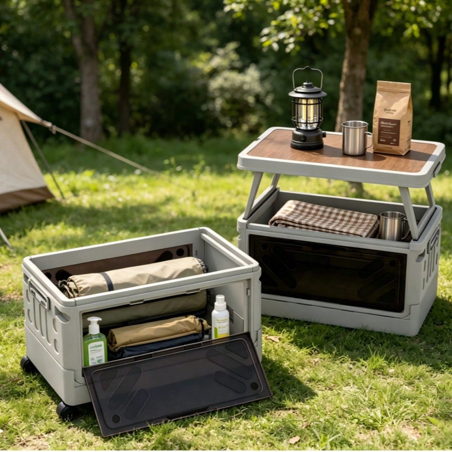 Outdoor Camping Table With Storage - 다기능 야외 캠핑 수납 박스(리프트탑 테이블