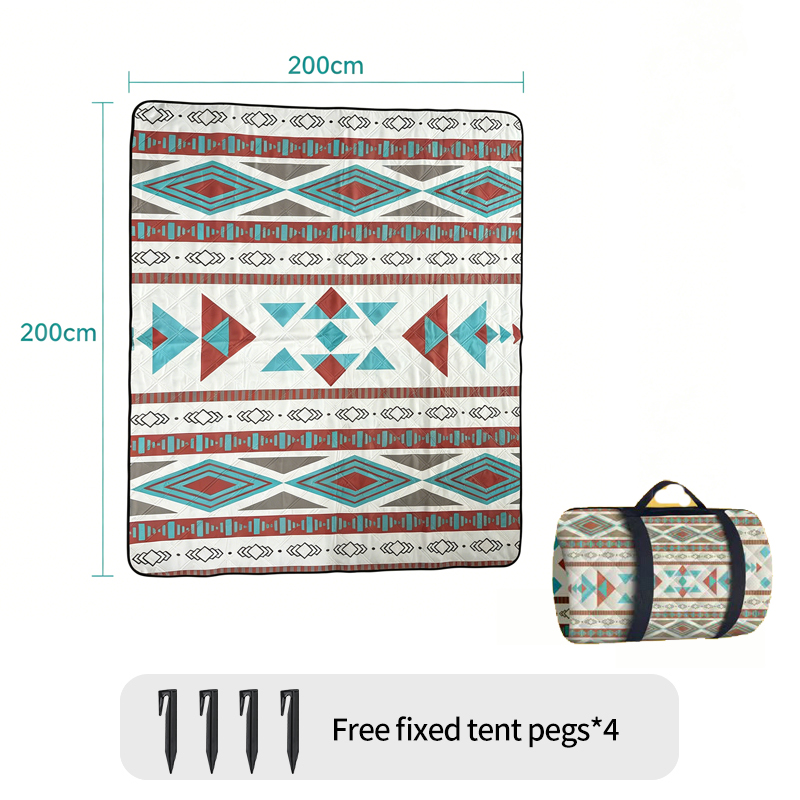 Outdoor Camping Rug Waterproof - 200x300 보헤미안 기하학 무늬 피크닉 담요