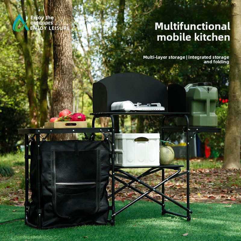 다기능 야외 이동식 주방 캠핑 접이식 테이블 알루미늄  - Outdoor Camping Table With Storage 리뷰 및 가격