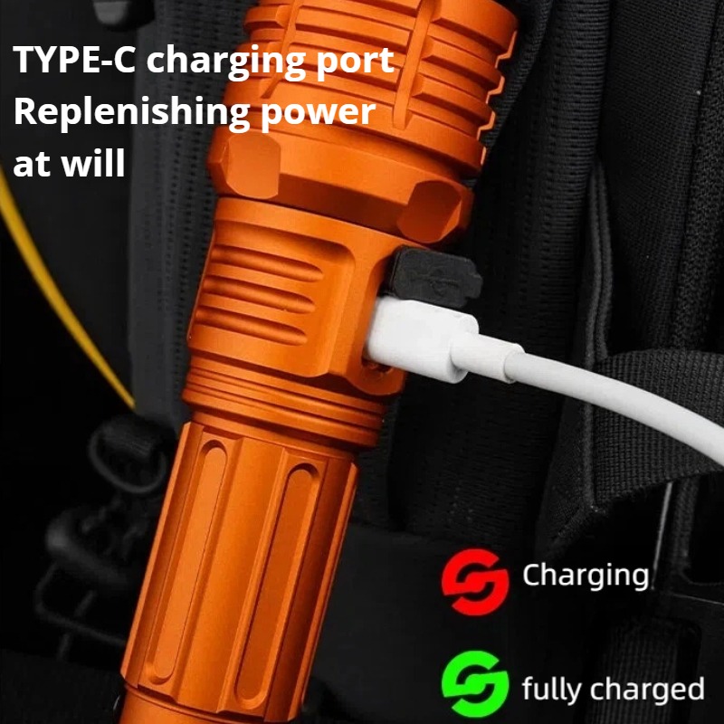 강력한 조명 LED 손전등 줌 가능 TYPE-C 충전식 - Outdoor Camping Lights 리뷰 및 가격