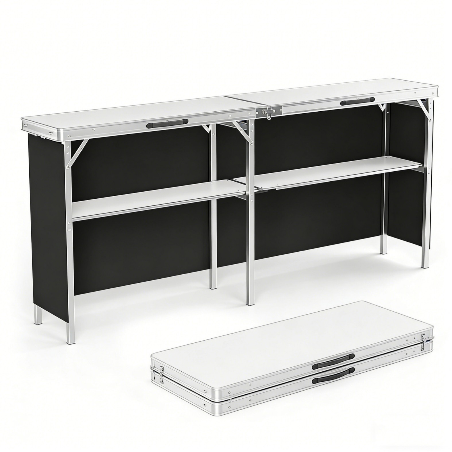 알루미늄 합금 야외 접이식 테이블, 휴대용 전시 및 보 - Outdoor Camping Table With Storage 리뷰 및 가격