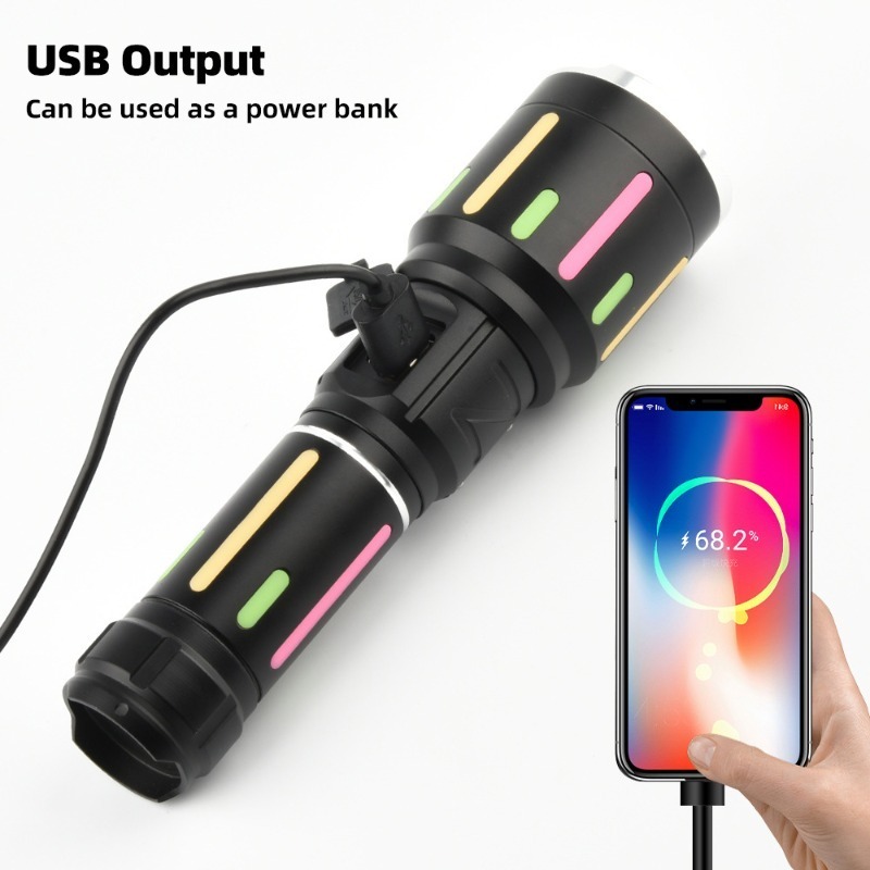고출력 백색광 형광 손전등 충전식 줌 가능 장거리 토치 - Outdoor Camping Lights 리뷰 및 가격