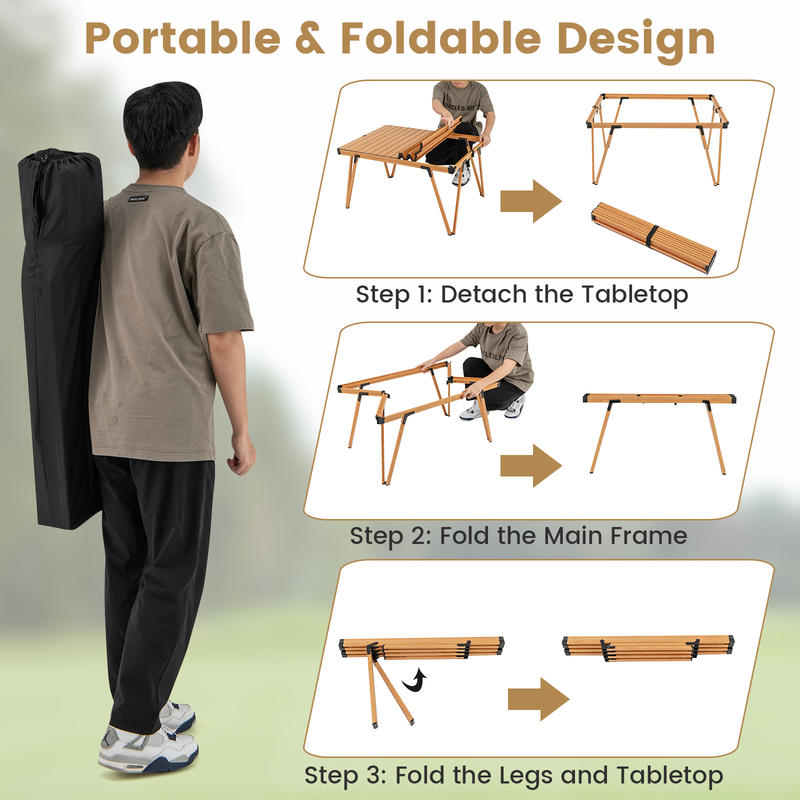 단일 접이식 피크닉 테이블 93 x 70cm 캠핑 테이 - Outdoor Camping Table With Storage 리뷰 및 가격